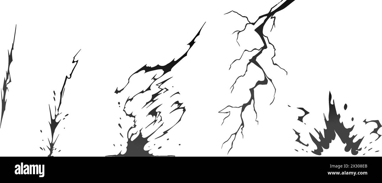animation-sprite-sheet-thunderbolt-black-and-white-stock-photos