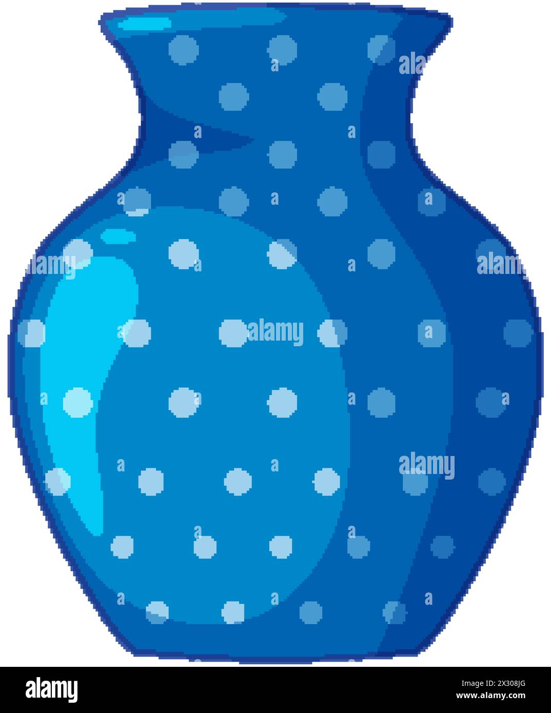 Bright blue vase with white polka dots design Stock Vector