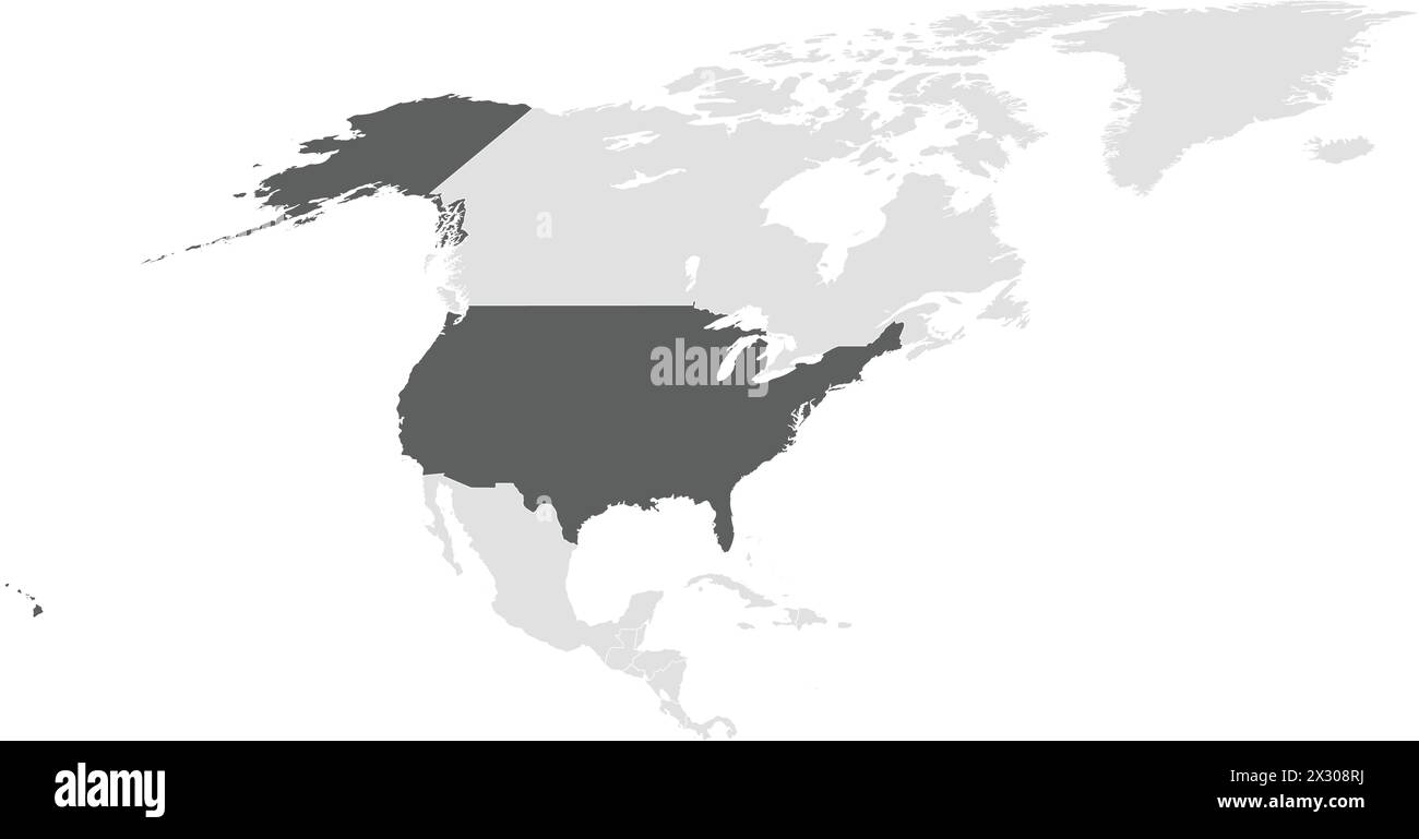 Dark grey map of the UNITED STATES - Dark Grey Map Of The United States Inside Light Grey Map Of The North American Continent 2X308RJ 