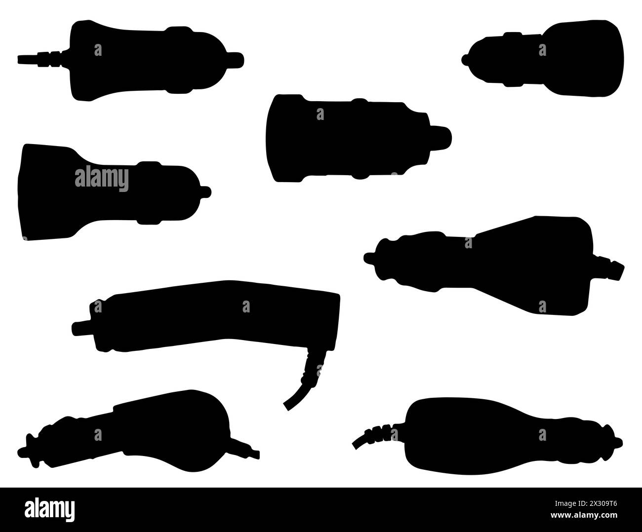 Car chargers silhouette vector art Stock Vector