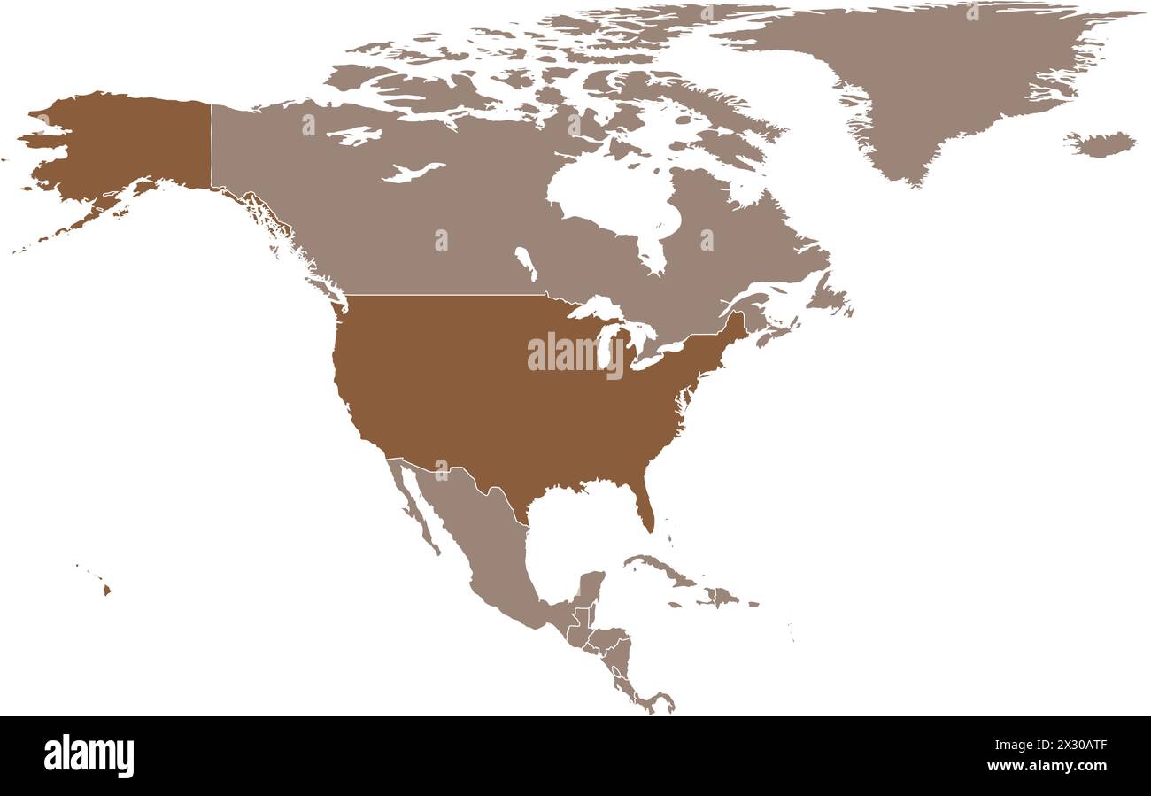 Dark brown map of the UNITED STATES - Dark Brown Map Of The United States Inside Light Brown Map Of The North American Continent 2X30ATF 