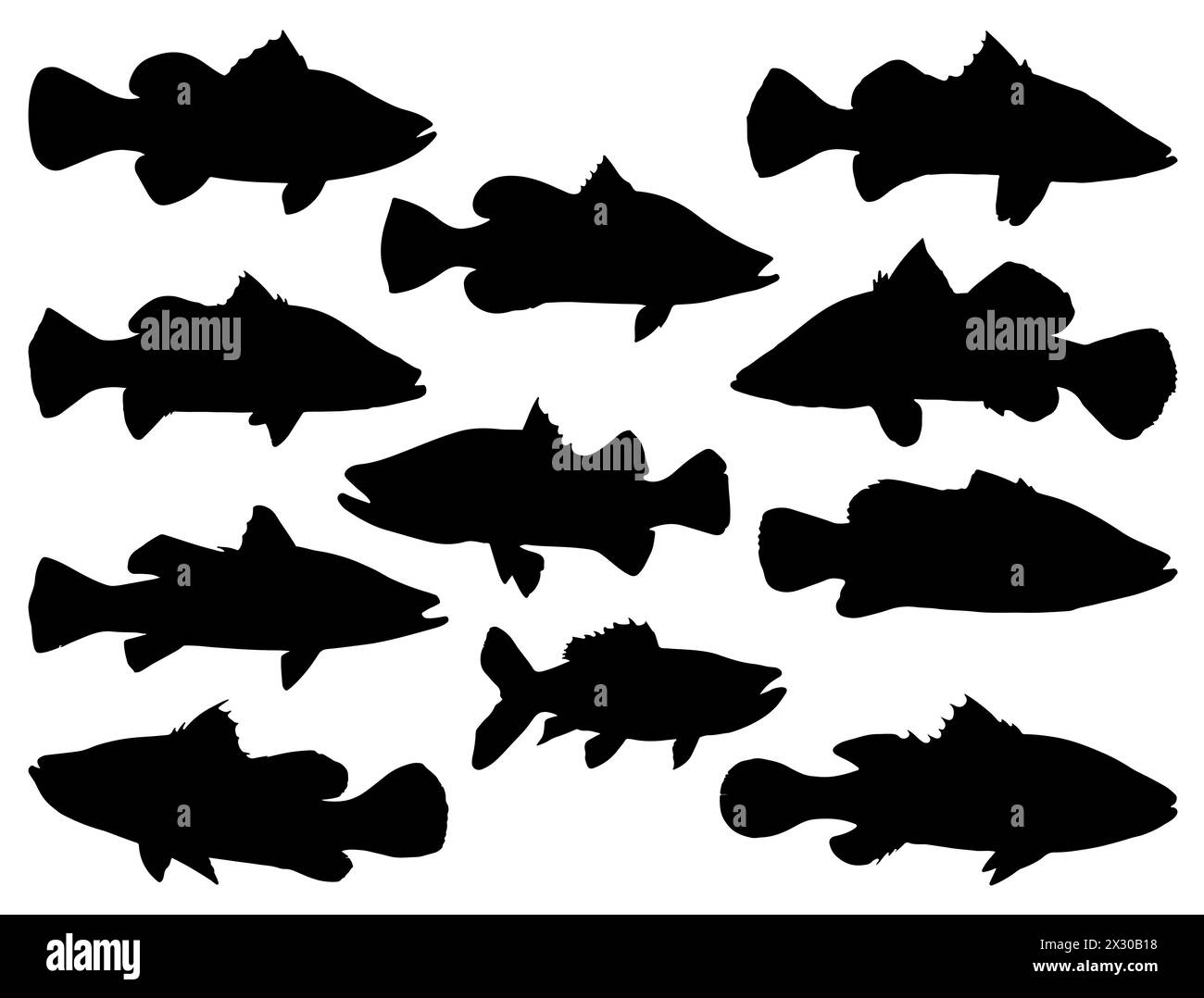 Barramundi fishes silhouette vector art Stock Vector