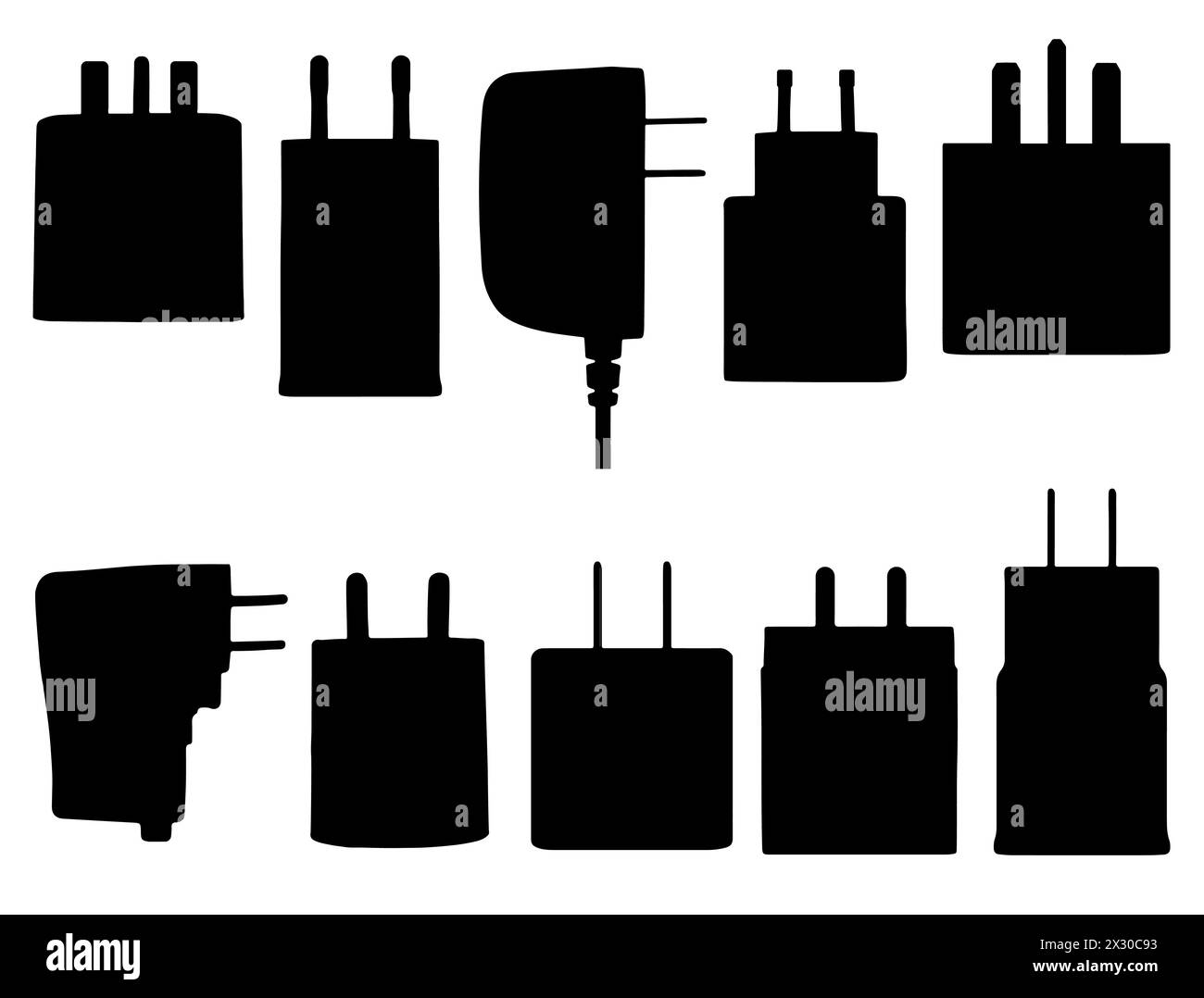 Charging adapter silhouette vector art Stock Vector