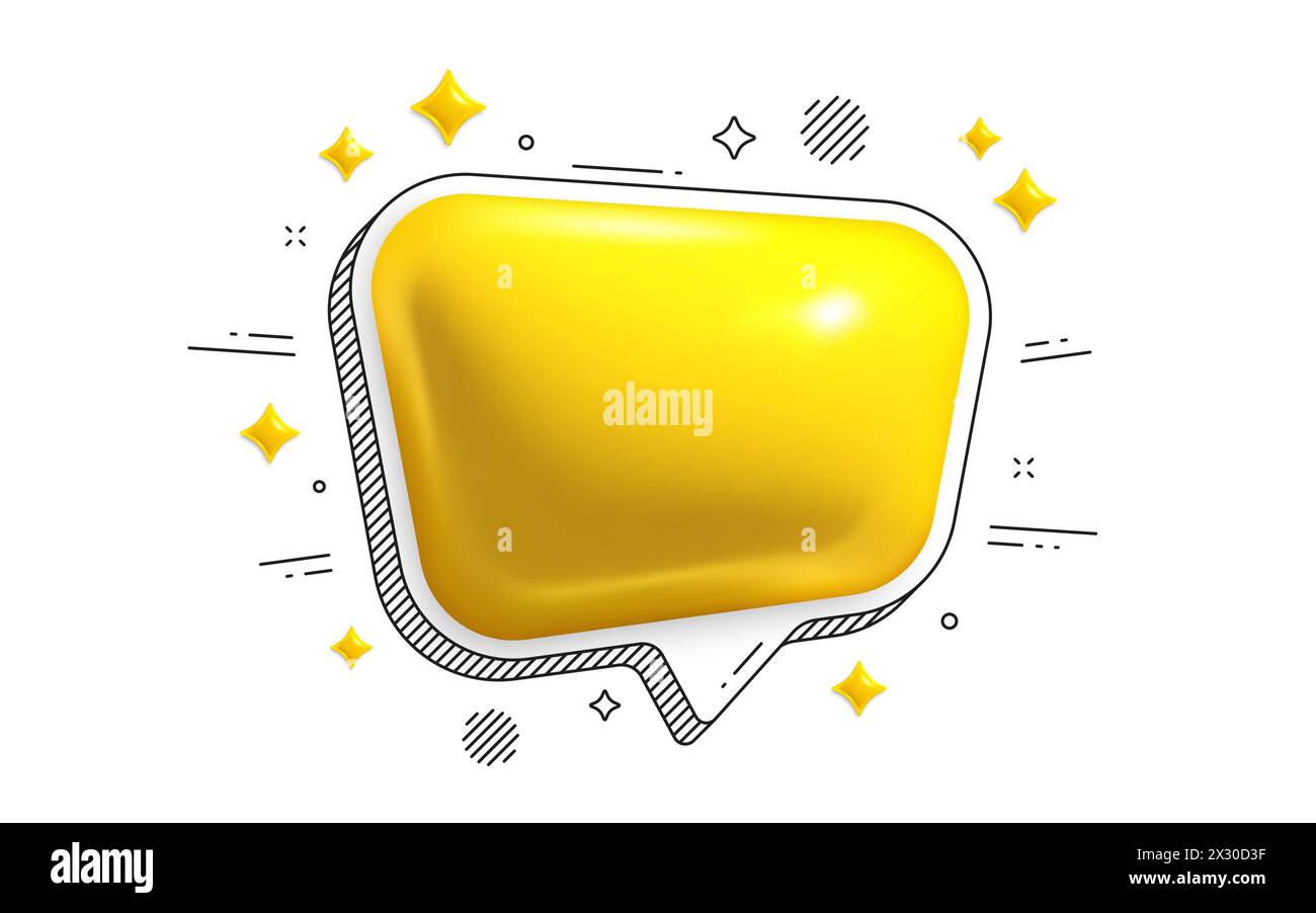 Speech bubble icon. Yellow chat comment 3d icon. Talk message box ...