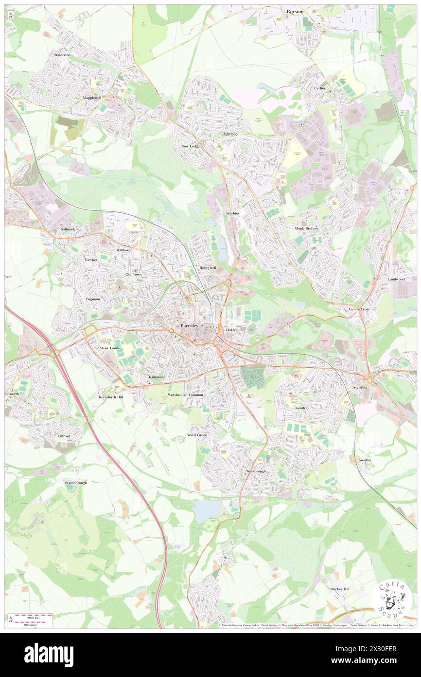 Barnsley Interchange, Barnsley, GB, United Kingdom, England, N 53 33' 14'', S 1 28' 39'', map, Cartascapes Map published in 2024. Explore Cartascapes, a map revealing Earth's diverse landscapes, cultures, and ecosystems. Journey through time and space, discovering the interconnectedness of our planet's past, present, and future. Stock Photo