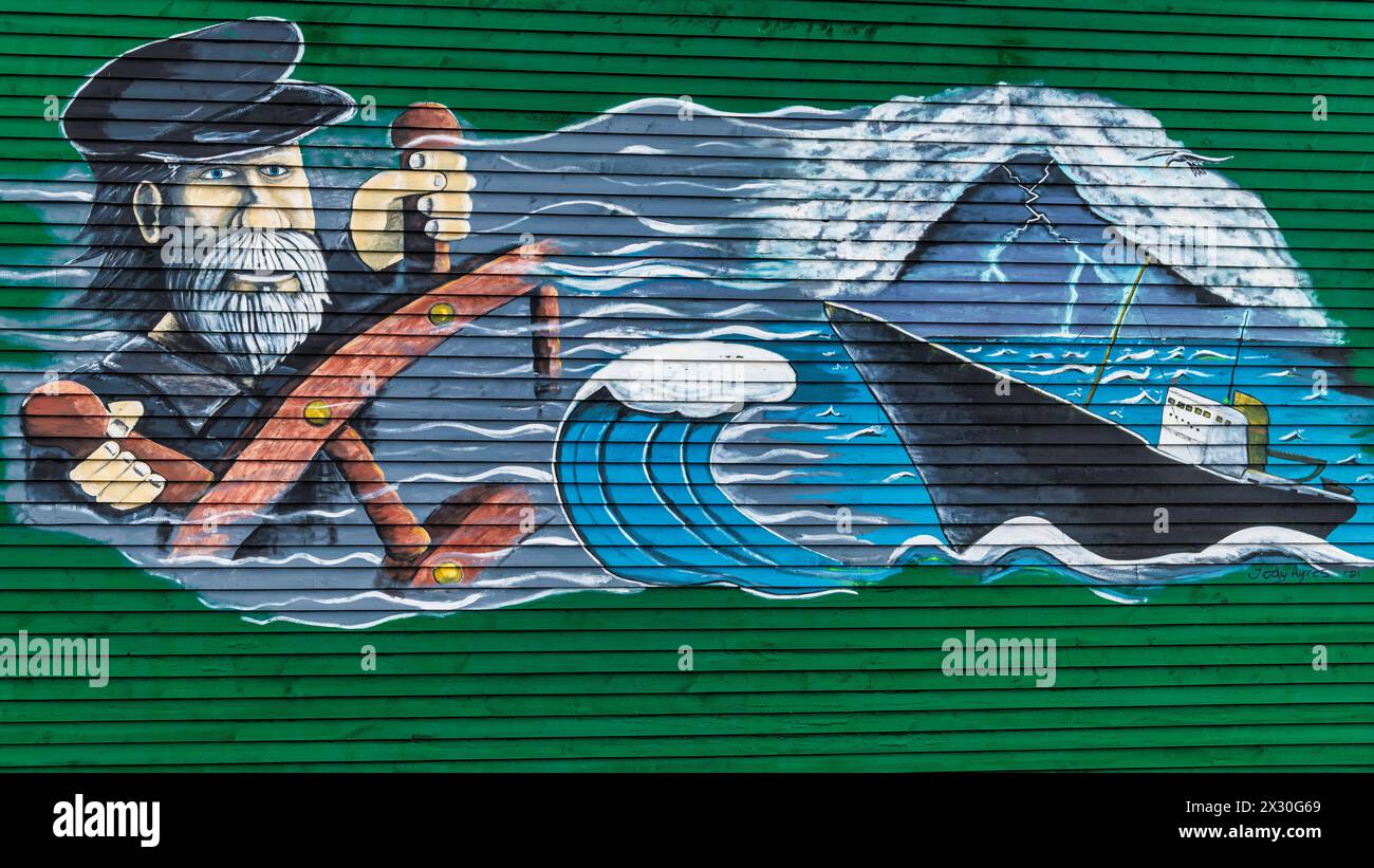 Wall Mural in Grand Bank, Newfoundland Stock Photo