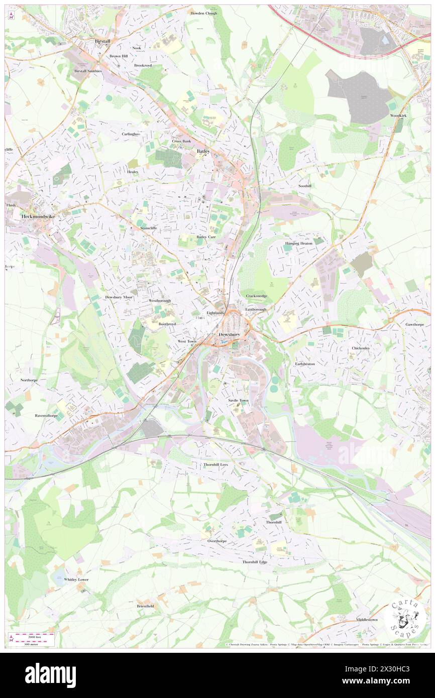 Dewsbury Railway Station, Kirklees, GB, United Kingdom, England, N 53 41' 31'', S 1 37' 58'', map, Cartascapes Map published in 2024. Explore Cartascapes, a map revealing Earth's diverse landscapes, cultures, and ecosystems. Journey through time and space, discovering the interconnectedness of our planet's past, present, and future. Stock Photo