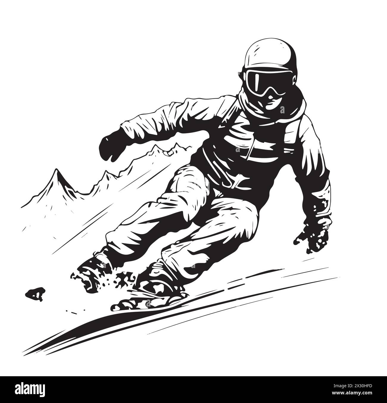 sketch-of-snow-board-man-riding-winter-sport-snowboarding-collection