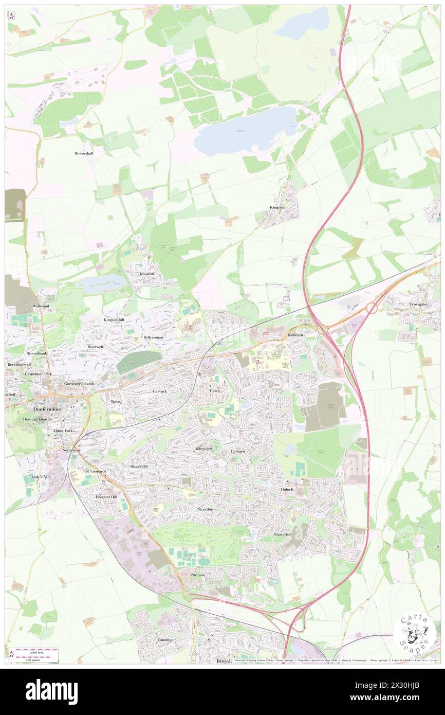 Dunfermline Queen Margaret Railway Station, Fife, GB, United Kingdom, Scotland, N 56 4' 51'', S 3 25' 15'', map, Cartascapes Map published in 2024. Explore Cartascapes, a map revealing Earth's diverse landscapes, cultures, and ecosystems. Journey through time and space, discovering the interconnectedness of our planet's past, present, and future. Stock Photo