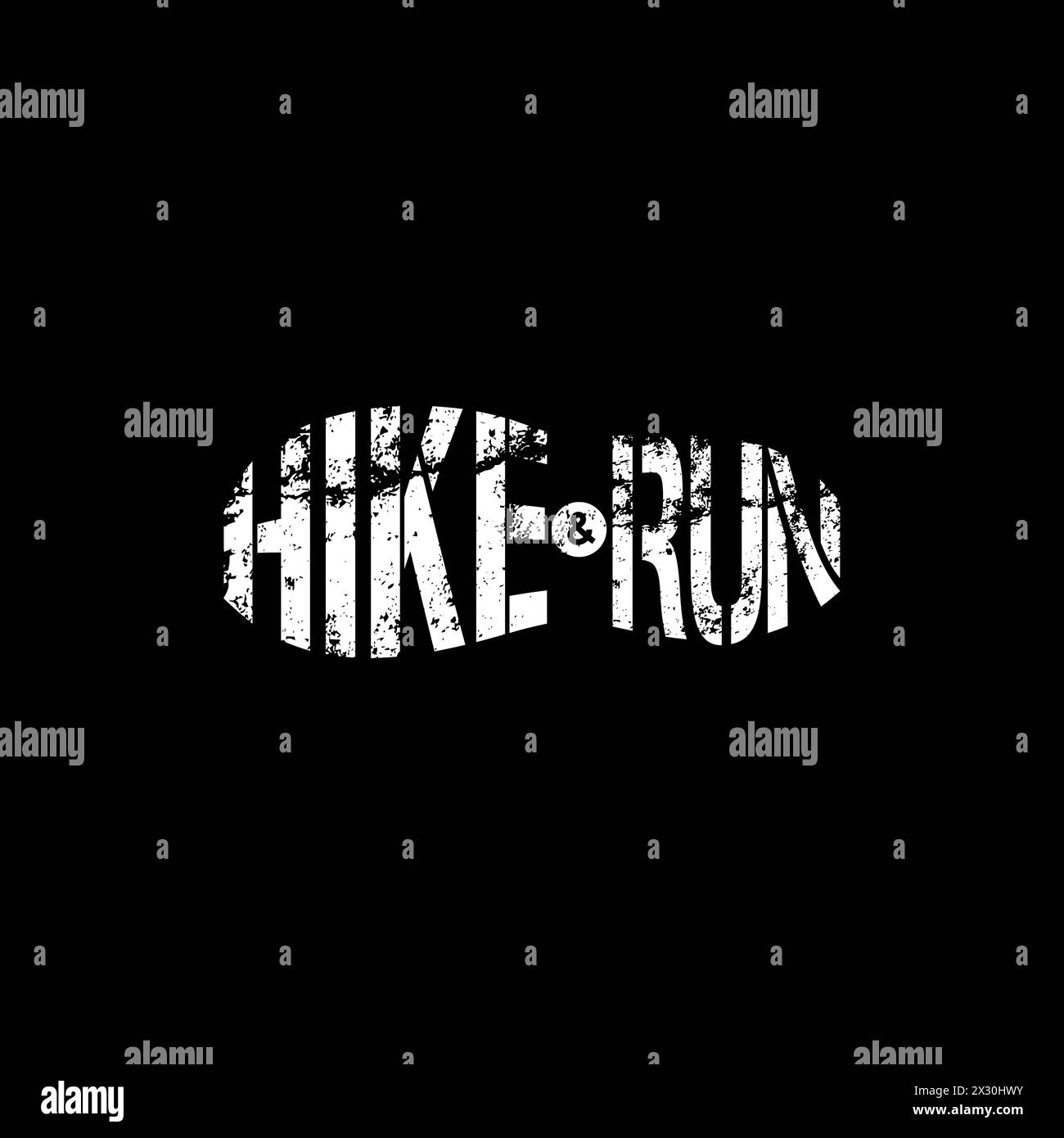 Hike and Run logo forming the sole of the boot Stock Vector