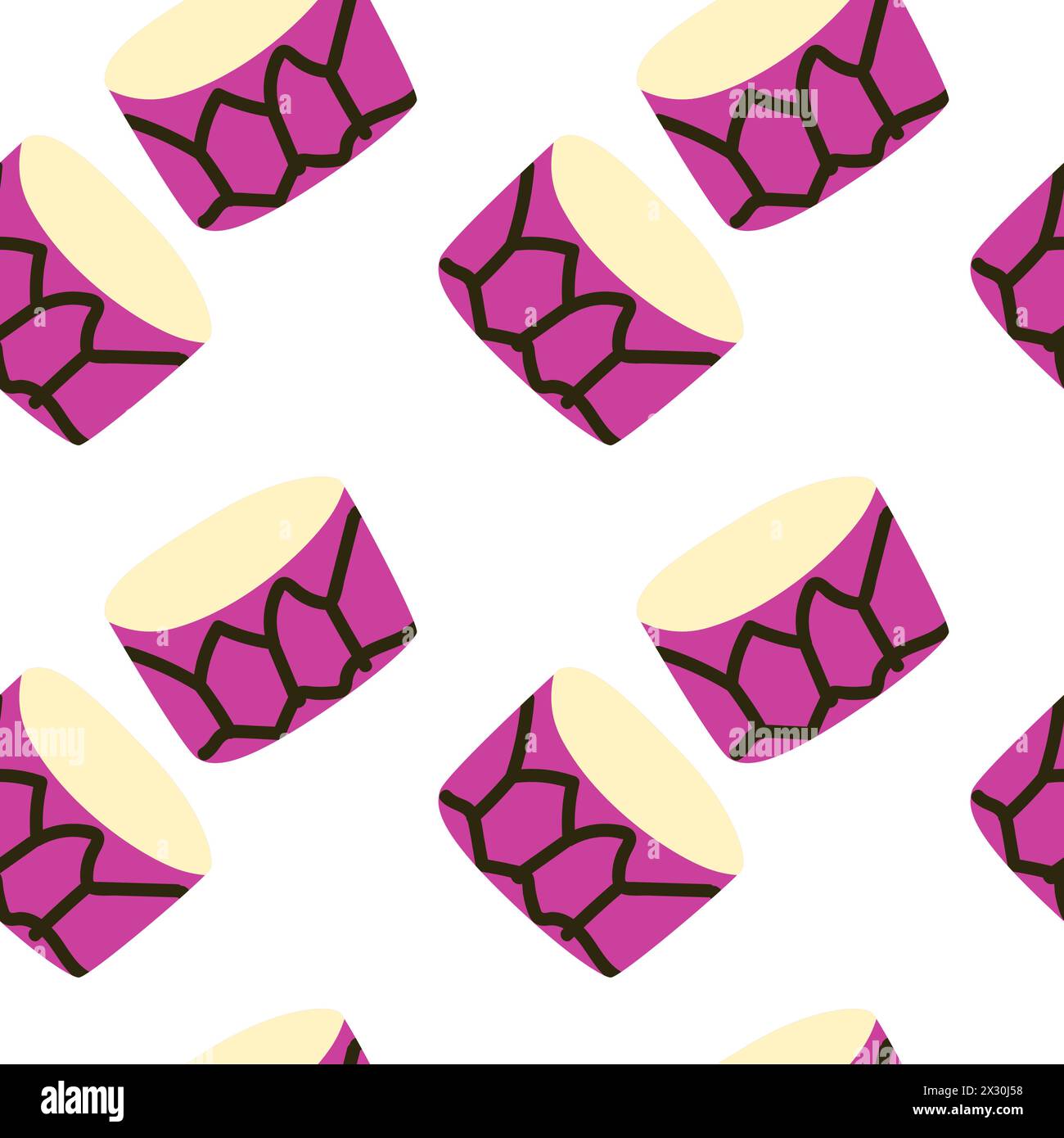 Seamless pattern for music festival. Bright background design with musical instruments drum Stock Vector