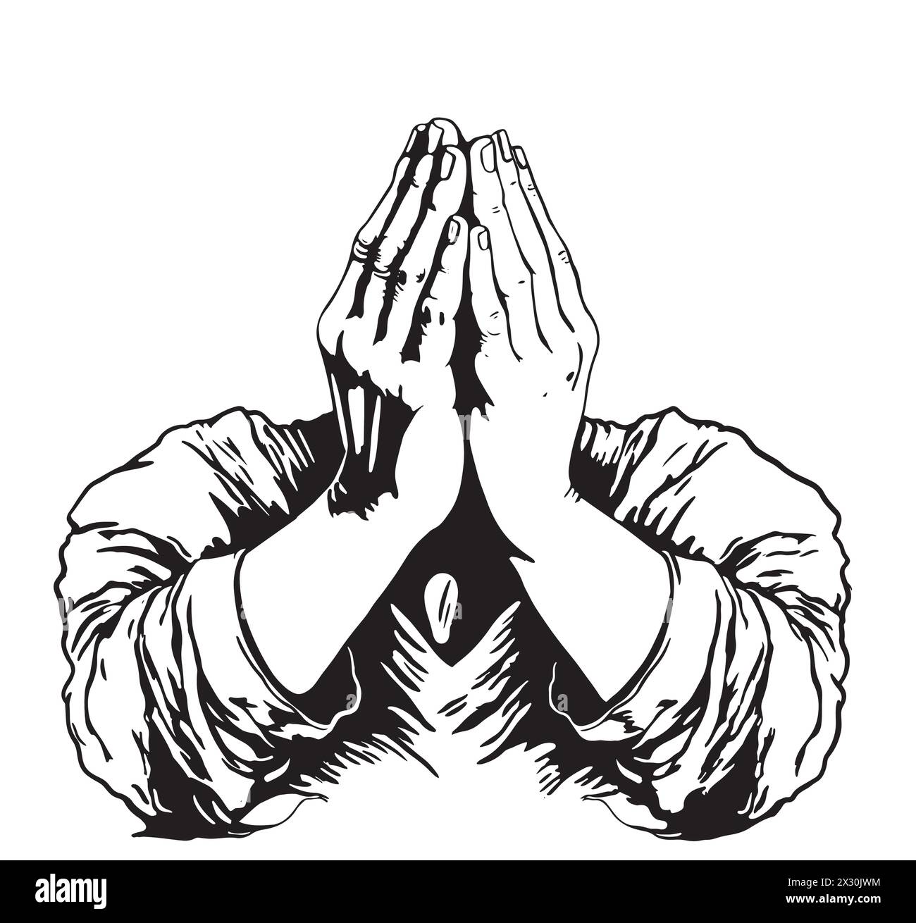 black-and-white-prayer-hand-vector-illustration-stock-vector-image