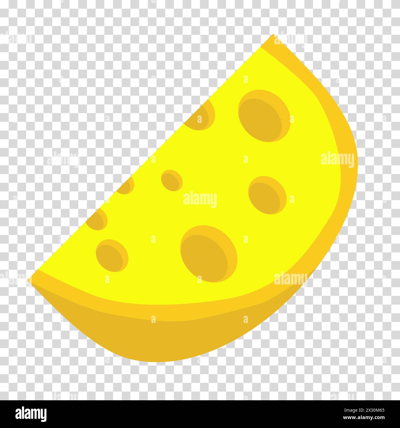 Yellow cheddar cheese with holes, cheese making, product, snack, flat design, simple image, cartoon style. Fermented milk products store concept. Vect Stock Vector