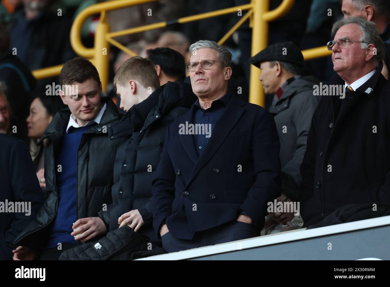 WOLVERHAMPTON, ENGLAND - APRIL 20: Labour Leader Keir Starmer in the stands during the Premier League match between Wolverhampton Wanderers and Arsenal FC at Molineux on April 20, 2024 in Wolverhampton, England.(Photo by MB Media/MB Media) Stock Photo