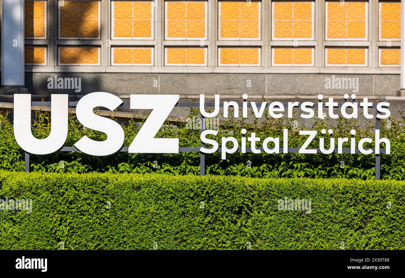 Logo des Universitätsspital Zürich, kurz USZ. (Zürich, Schweiz, 15.05.2022) Stock Photo