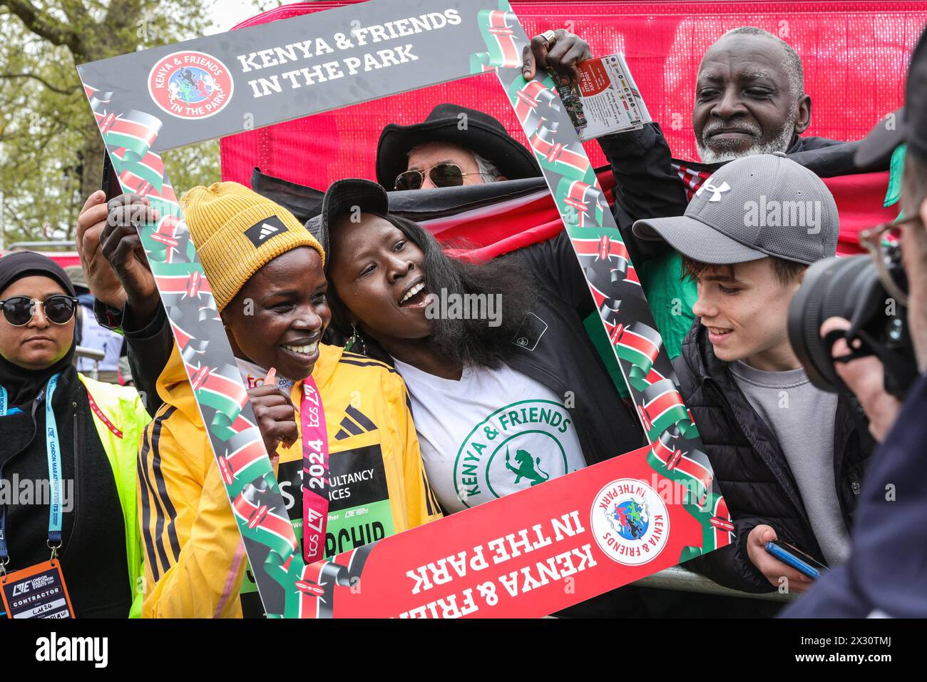 Peres Jepchirchir, London marathon 2024 women's winner, meets fans after the race, London Stock