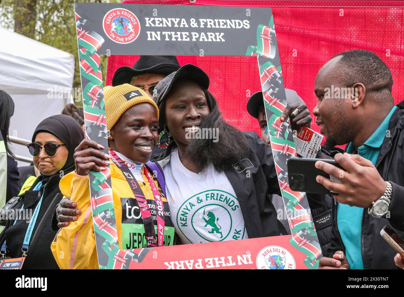 Peres Jepchirchir, London marathon 2024 women's winner, meets fans after the race, London Stock