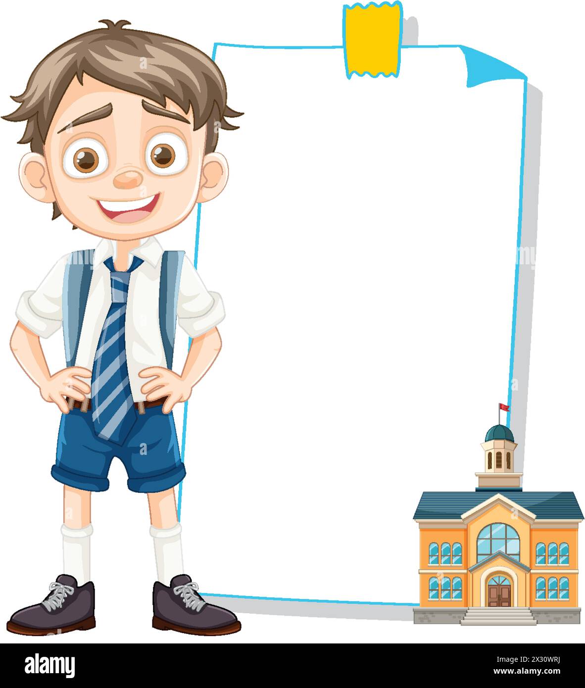 Cheerful boy standing next to an empty frame Stock Vector Image & Art ...