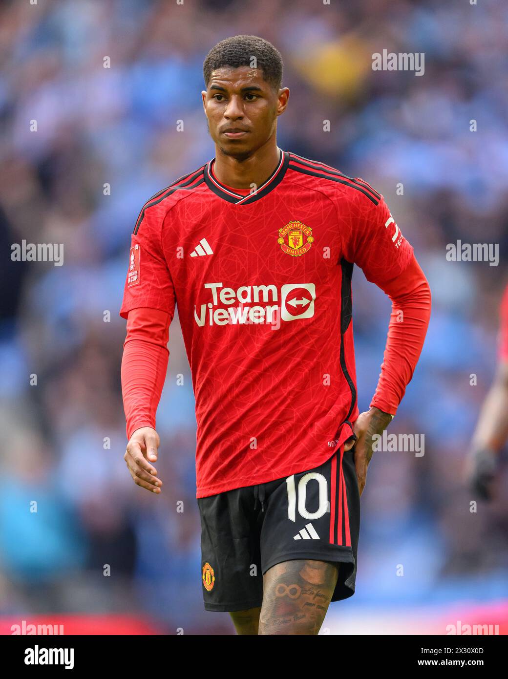 London, UK. 21st Apr, 2024 - Manchester United v Coventry City - FA Cup Semi-Final - Wembley.                                                                Manchester United's Marcus Rashford in action.                               Picture Credit: Mark Pain / Alamy Live News Stock Photo