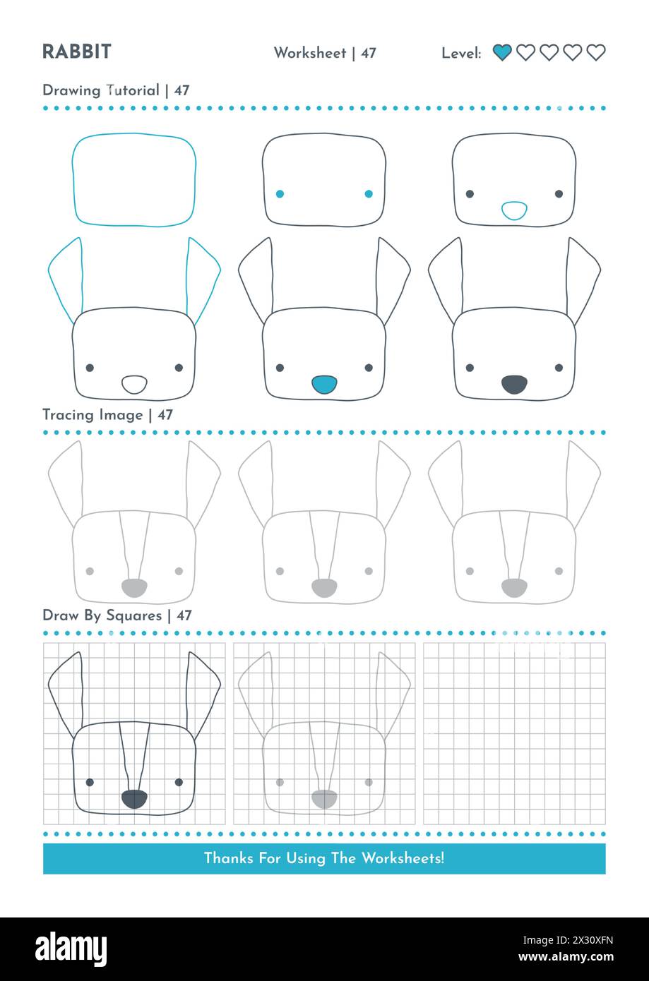 How to Draw Doodle Animal Rabbit, Cartoon Character Step by Step ...