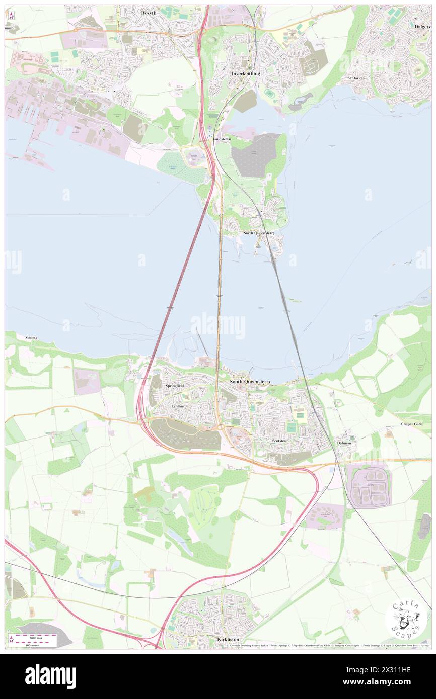 Forth Road Bridge, , GB, United Kingdom, Scotland, N 55 59' 50'', S 3 24' 15'', map, Cartascapes Map published in 2024. Explore Cartascapes, a map revealing Earth's diverse landscapes, cultures, and ecosystems. Journey through time and space, discovering the interconnectedness of our planet's past, present, and future. Stock Photo