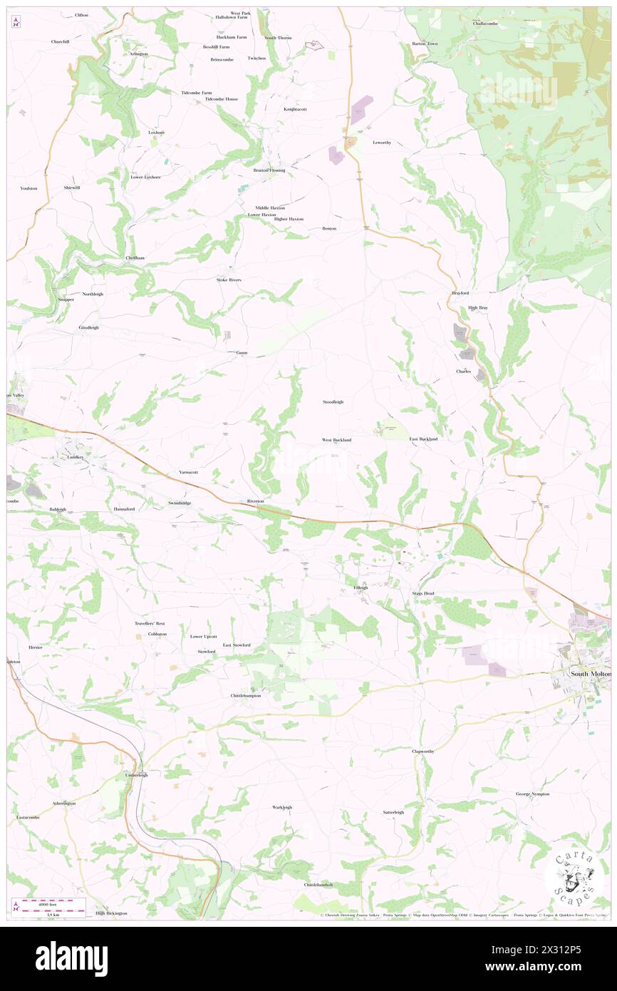 North Devon District, Devon, GB, United Kingdom, England, N 51 3' 39'', S 3 55' 38'', map, Cartascapes Map published in 2024. Explore Cartascapes, a map revealing Earth's diverse landscapes, cultures, and ecosystems. Journey through time and space, discovering the interconnectedness of our planet's past, present, and future. Stock Photo