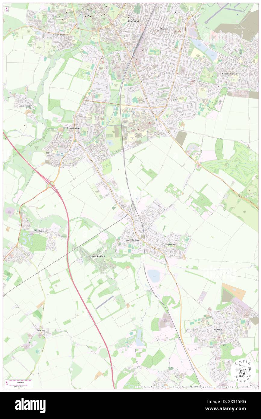 Great Shelford, Cambridgeshire, GB, United Kingdom, England, N 52 9' 27'', N 0 8' 5'', map, Cartascapes Map published in 2024. Explore Cartascapes, a map revealing Earth's diverse landscapes, cultures, and ecosystems. Journey through time and space, discovering the interconnectedness of our planet's past, present, and future. Stock Photo