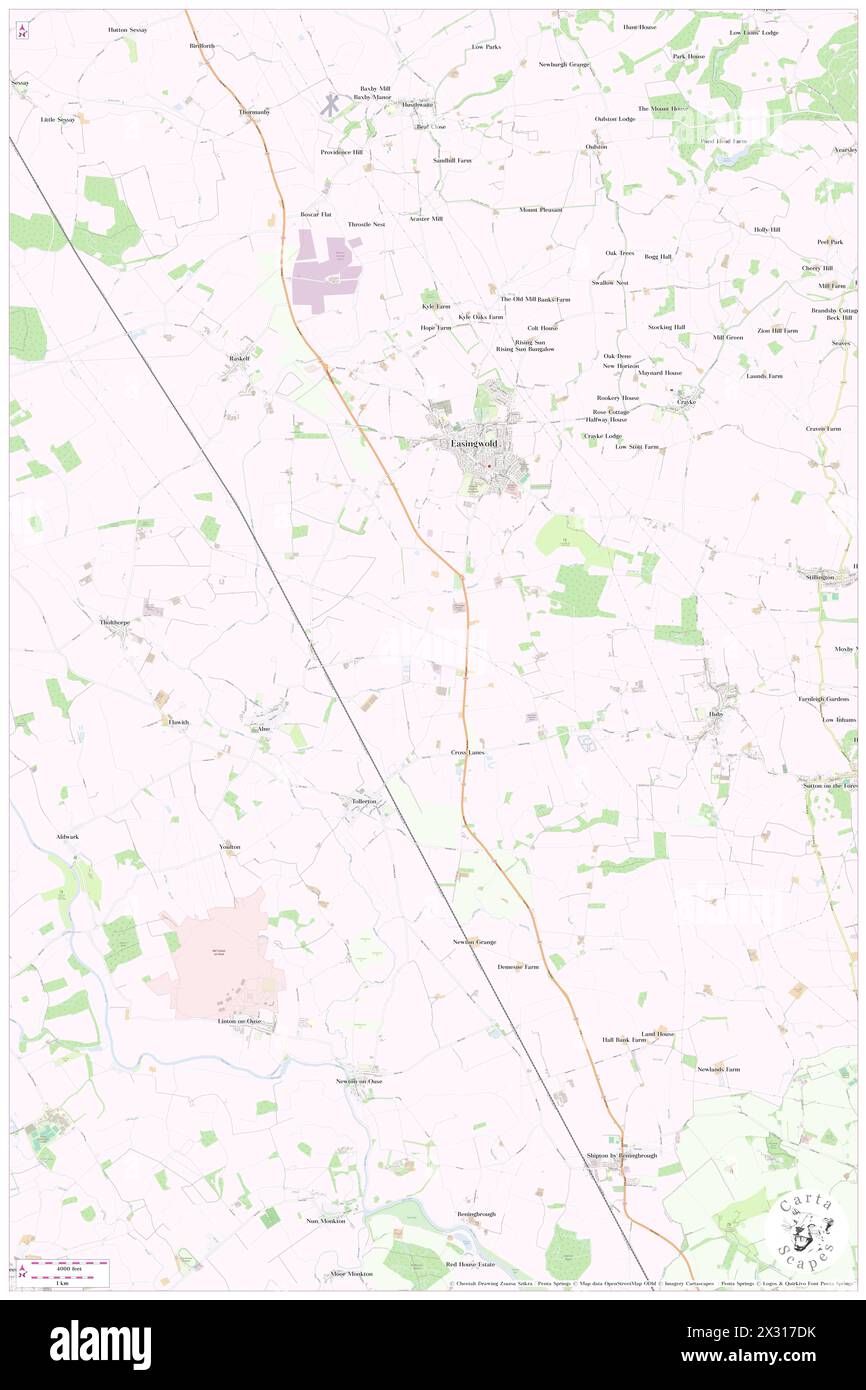 Easingwold, North Yorkshire, GB, United Kingdom, England, N 54 6' 31'', S 1 11' 41'', map, Cartascapes Map published in 2024. Explore Cartascapes, a map revealing Earth's diverse landscapes, cultures, and ecosystems. Journey through time and space, discovering the interconnectedness of our planet's past, present, and future. Stock Photo