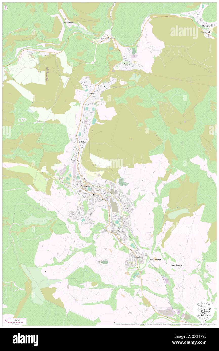 Maesteg, Bridgend county borough, GB, United Kingdom, Wales, N 51 36' 55'', S 3 38' 49'', map, Cartascapes Map published in 2024. Explore Cartascapes, a map revealing Earth's diverse landscapes, cultures, and ecosystems. Journey through time and space, discovering the interconnectedness of our planet's past, present, and future. Stock Photo