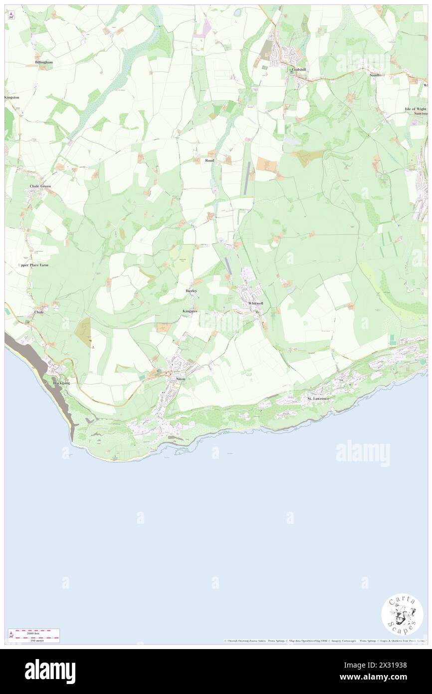 Niton and Whitwell, Isle of Wight, GB, United Kingdom, England, N 50 35' 43'', S 1 16' 25'', map, Cartascapes Map published in 2024. Explore Cartascapes, a map revealing Earth's diverse landscapes, cultures, and ecosystems. Journey through time and space, discovering the interconnectedness of our planet's past, present, and future. Stock Photo