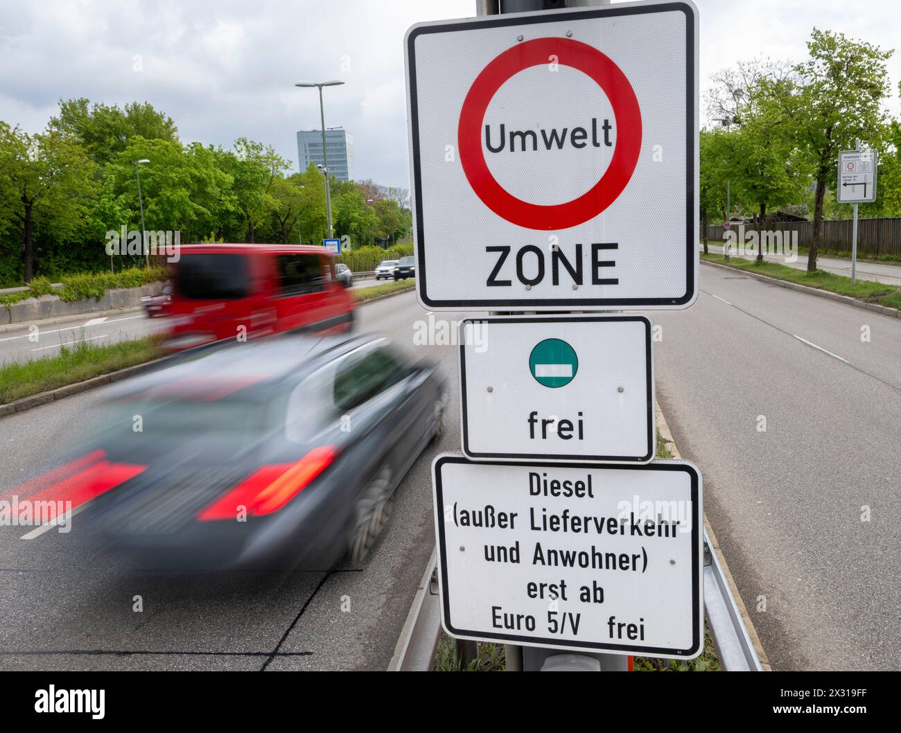 Munich Germany 24th Apr 2024 Road Signs With The Words Umwelt Zone Munich Germany 24th Apr 2024 Road Signs With The Words Umwelt Zone