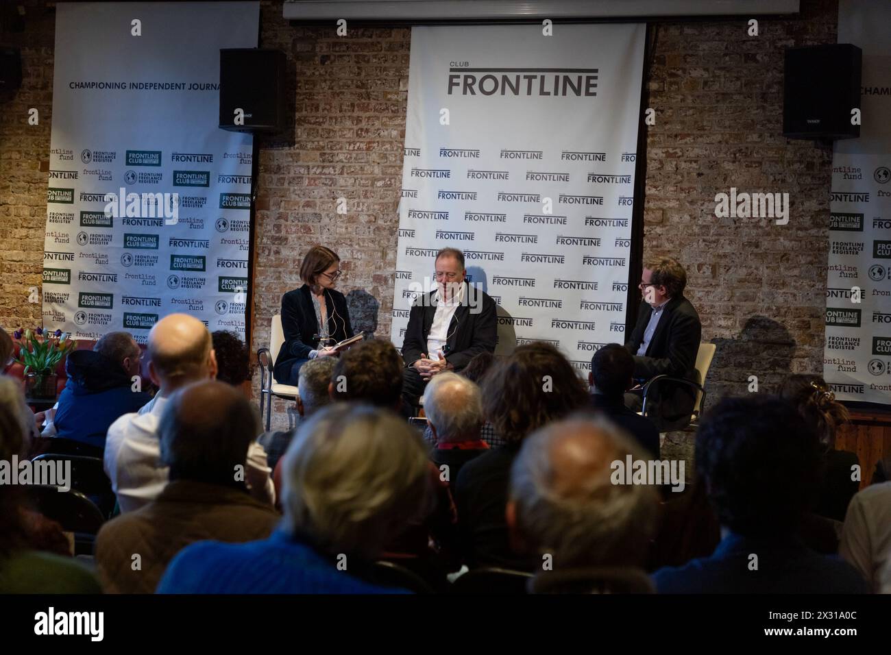 Book launch of England: Seven Myths that Changed the Country by Marc Stears & Tom Baldwin. Chaired by Rachel Sylvester at The Frontline Club Stock Photo