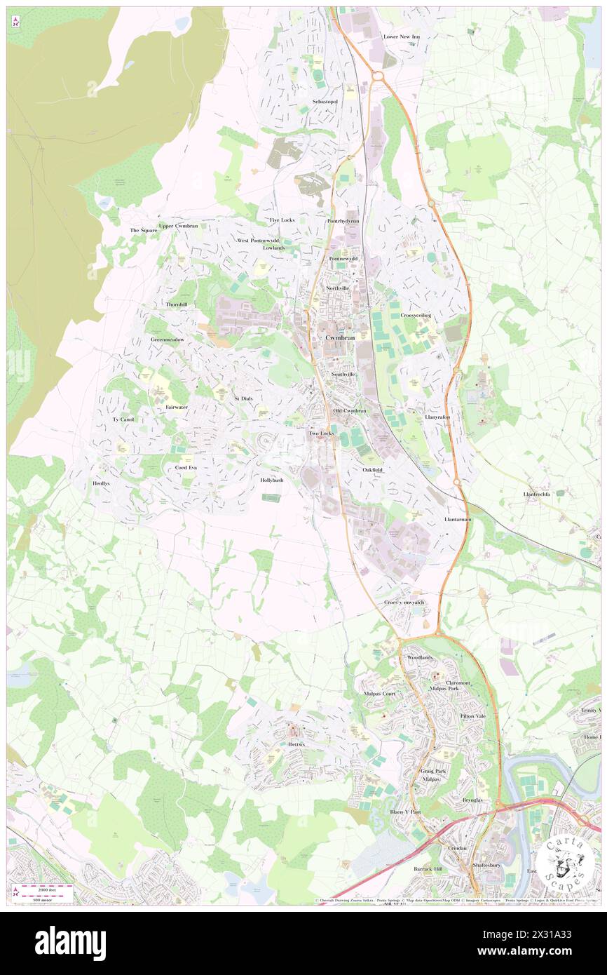 Cwmbran Central, Torfaen County Borough, GB, United Kingdom, Wales, N 51 38' 28'', S 3 1' 37'', map, Cartascapes Map published in 2024. Explore Cartascapes, a map revealing Earth's diverse landscapes, cultures, and ecosystems. Journey through time and space, discovering the interconnectedness of our planet's past, present, and future. Stock Photo