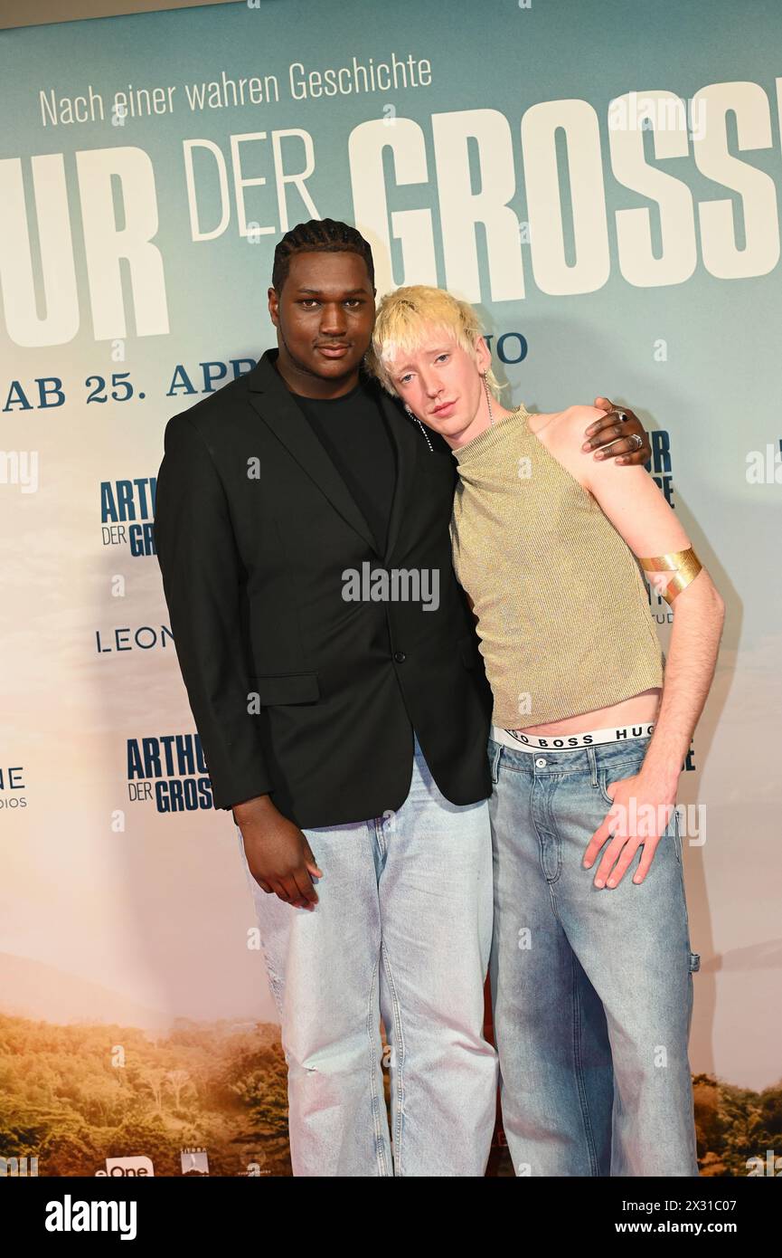 Cologne, Germany. 22nd Apr, 2024. Model Marvin De Graft and Yanik Schulze, l r, attend the