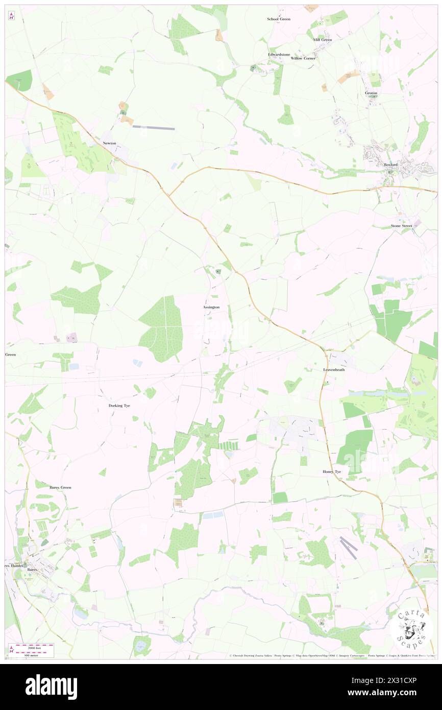 Assington, Suffolk, GB, United Kingdom, England, N 52 0' 18'', N 0 49' 13'', map, Cartascapes Map published in 2024. Explore Cartascapes, a map revealing Earth's diverse landscapes, cultures, and ecosystems. Journey through time and space, discovering the interconnectedness of our planet's past, present, and future. Stock Photo