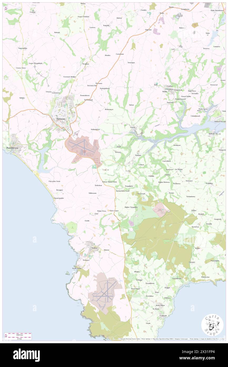 Mawgan-in-Meneage, Cornwall, GB, United Kingdom, England, N 50 4' 16'', S 5 13' 29'', map, Cartascapes Map published in 2024. Explore Cartascapes, a map revealing Earth's diverse landscapes, cultures, and ecosystems. Journey through time and space, discovering the interconnectedness of our planet's past, present, and future. Stock Photo