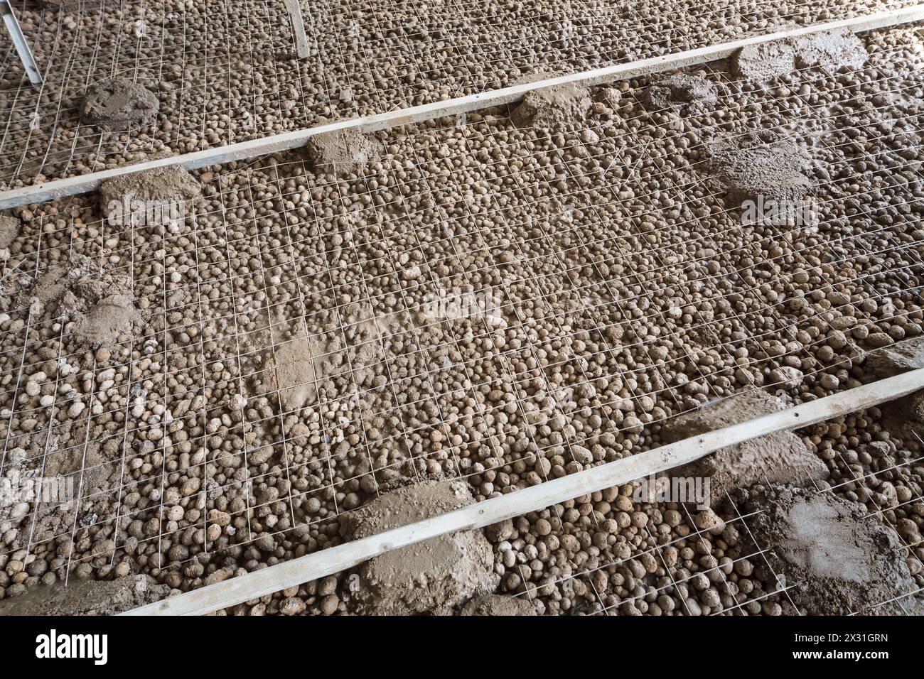 Expanded clay aggregate to fill the floor on construction room Stock ...