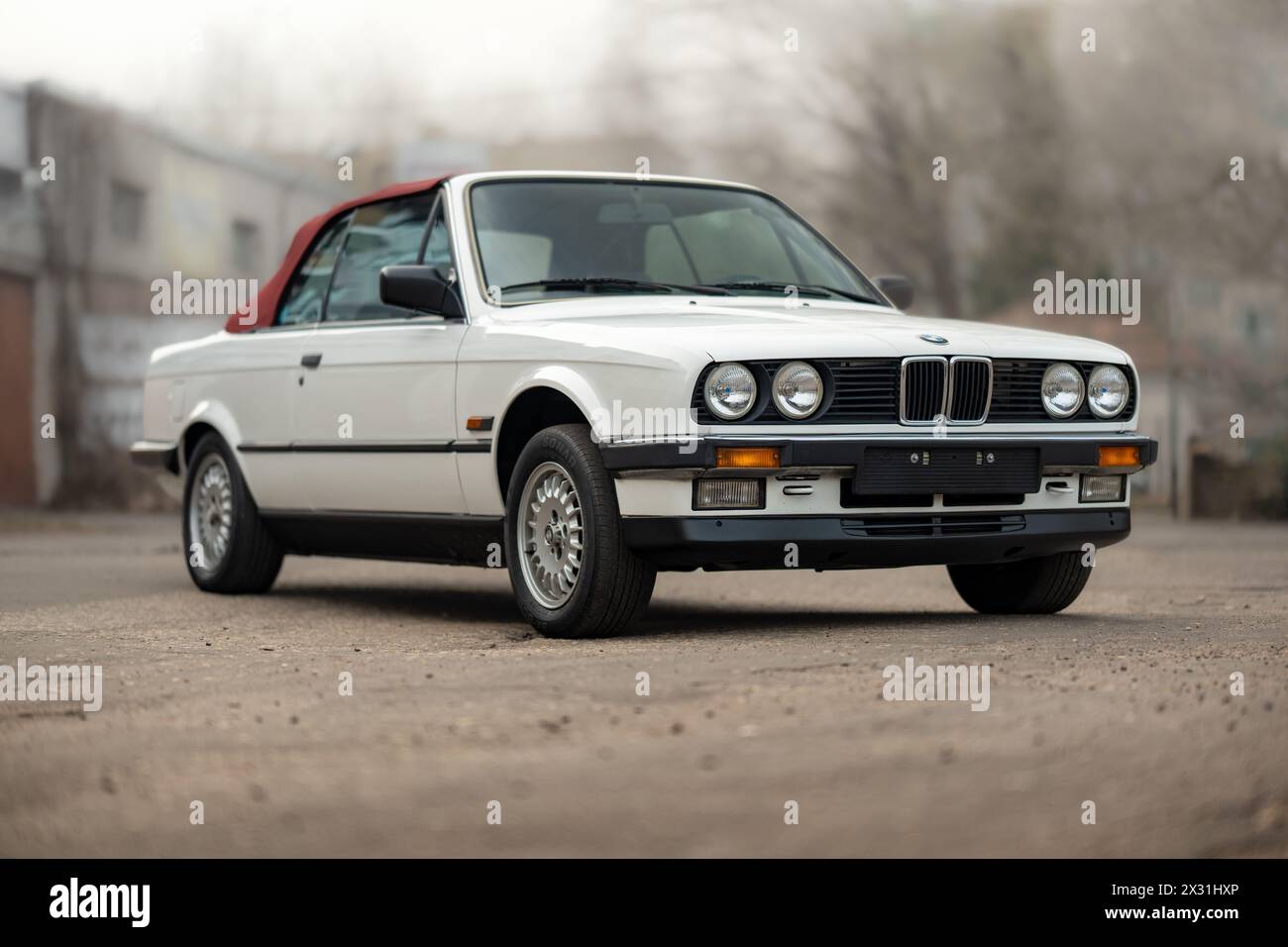Riga, Latvia - April 1, 2024: The white classic BMW E30 car Stock Photo ...