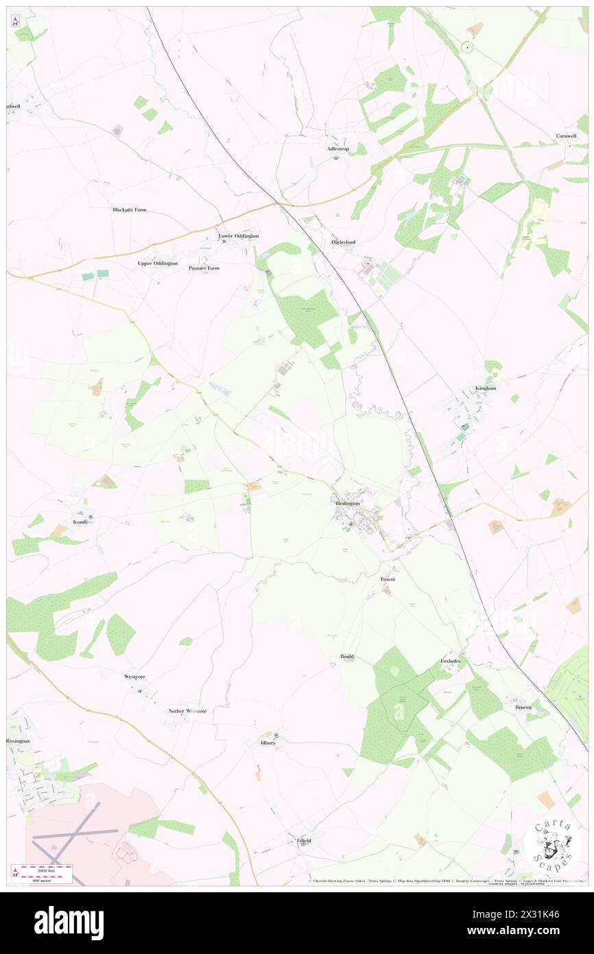 Bledington, Gloucestershire, GB, United Kingdom, England, N 51 54' 33'', S 1 39' 16'', map, Cartascapes Map published in 2024. Explore Cartascapes, a map revealing Earth's diverse landscapes, cultures, and ecosystems. Journey through time and space, discovering the interconnectedness of our planet's past, present, and future. Stock Photo
