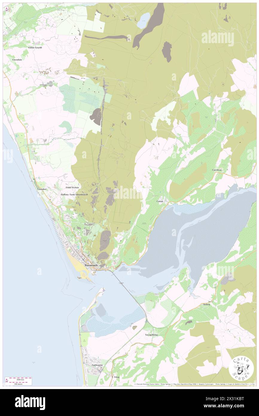 Barmouth, Gwynedd, GB, United Kingdom, Wales, N 52 44' 16'', S 4 2' 17'', map, Cartascapes Map published in 2024. Explore Cartascapes, a map revealing Earth's diverse landscapes, cultures, and ecosystems. Journey through time and space, discovering the interconnectedness of our planet's past, present, and future. Stock Photo