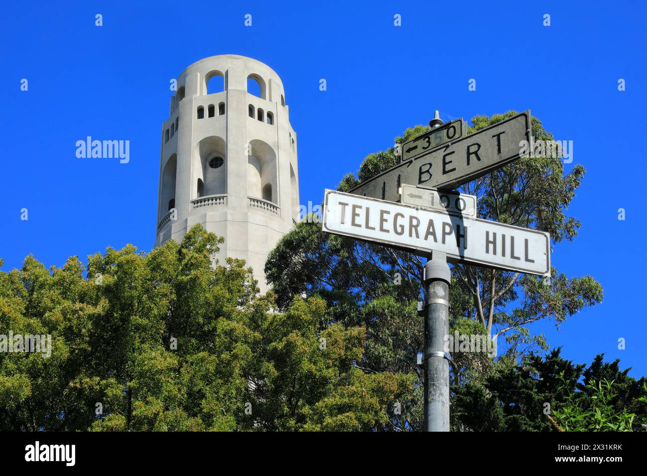 geography / travel, USA, California, San Francisco, Coit Tower, Telegraph Hill, ADDITIONAL-RIGHTS-CLEARANCE-INFO-NOT-AVAILABLE Stock Photo