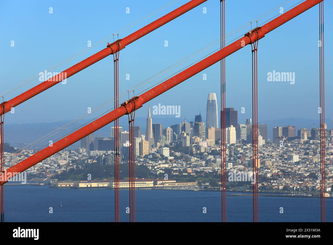 geography / travel, USA, California, San Francisco, Golden Gate Bridge and skyline, ADDITIONAL-RIGHTS-CLEARANCE-INFO-NOT-AVAILABLE Stock Photo