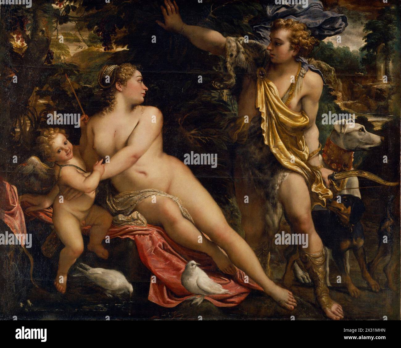 Venus, Adonis and Cupid by Annibale Carracci Stock Photo