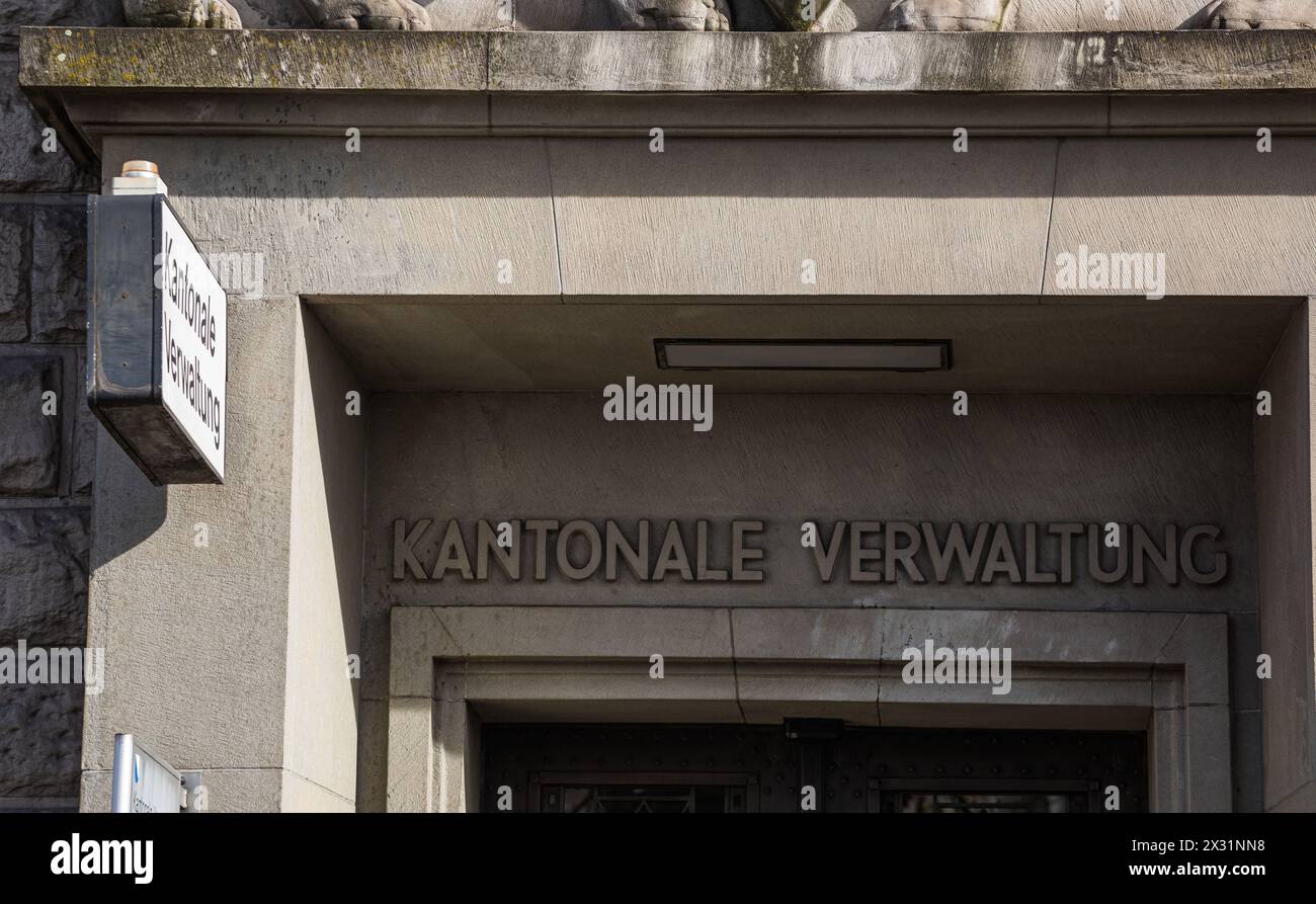 Die Kantonale Verwaltung in der Stadt Zürich. Es ist ein Verwaltungsgebäude des Kanton Zürich. Wahrzeichen ist der Zürcher Löwe. (Zürich, Schweiz, 29. Stock Photo