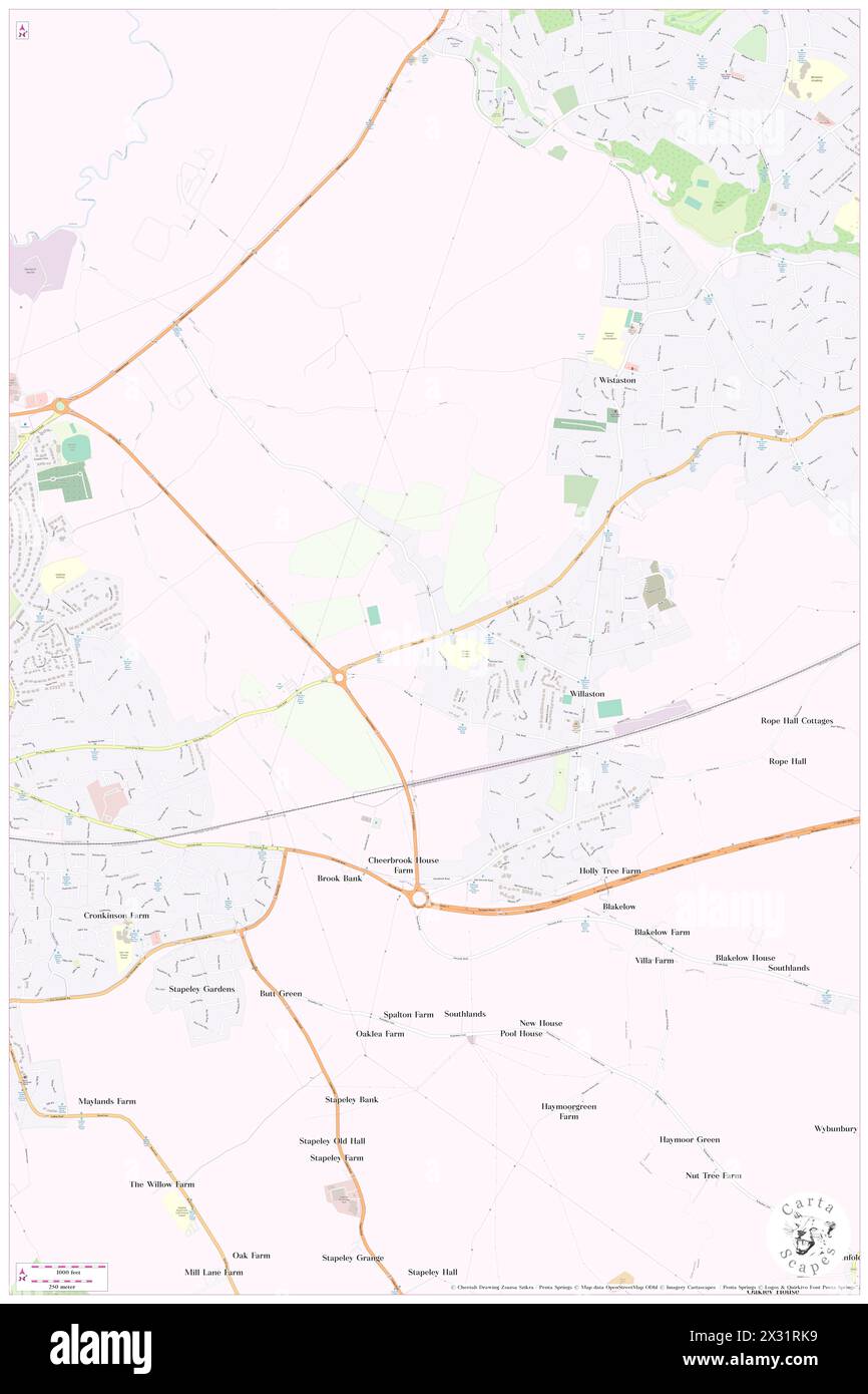 Willaston, Cheshire East, GB, United Kingdom, England, N 53 4' 13'', S 2 29' 16'', map, Cartascapes Map published in 2024. Explore Cartascapes, a map revealing Earth's diverse landscapes, cultures, and ecosystems. Journey through time and space, discovering the interconnectedness of our planet's past, present, and future. Stock Photo