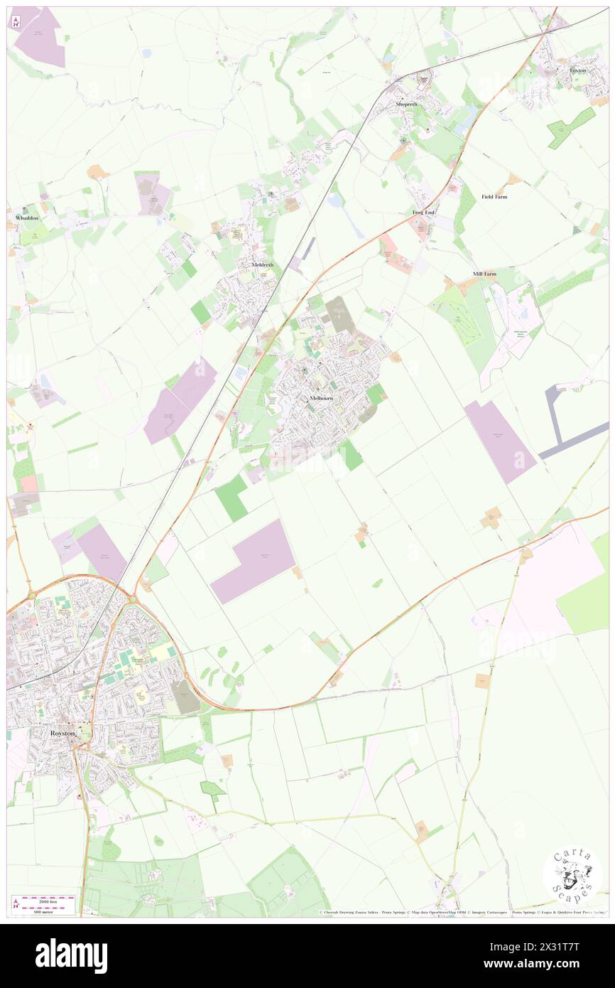 Melbourn, Cambridgeshire, GB, United Kingdom, England, N 52 4' 30'', N 0 0' 59'', map, Cartascapes Map published in 2024. Explore Cartascapes, a map revealing Earth's diverse landscapes, cultures, and ecosystems. Journey through time and space, discovering the interconnectedness of our planet's past, present, and future. Stock Photo
