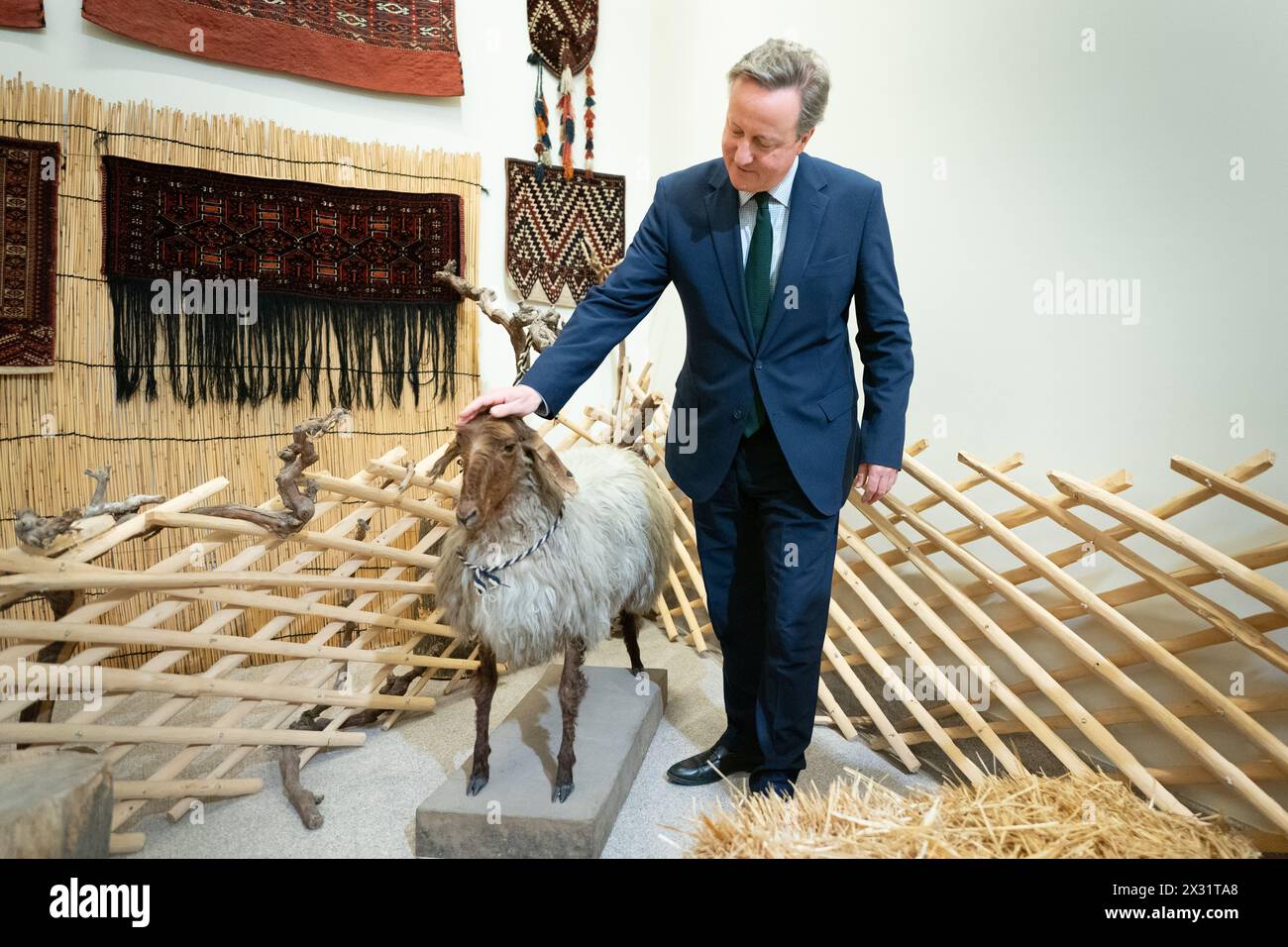 Foreign Secretary Lord David Cameron visits the National Carpet Museum in Ashgabat in Turkmenistan during his five day visit to Central Asia. Picture date: Wednesday April 24, 2024. Stock Photo
