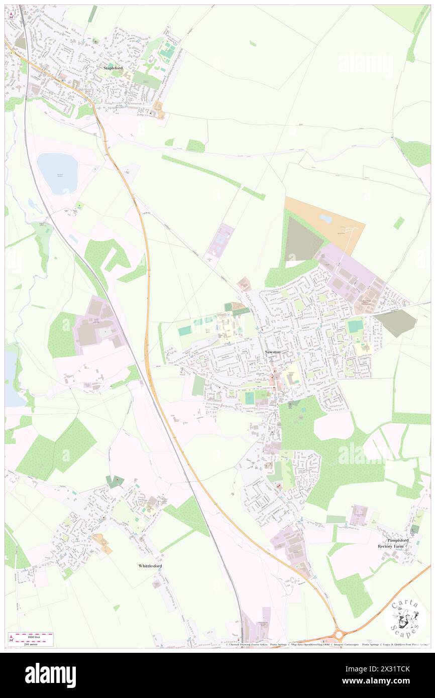 Sawston, Cambridgeshire, GB, United Kingdom, England, N 52 7' 37'', N 0 9' 46'', map, Cartascapes Map published in 2024. Explore Cartascapes, a map revealing Earth's diverse landscapes, cultures, and ecosystems. Journey through time and space, discovering the interconnectedness of our planet's past, present, and future. Stock Photo