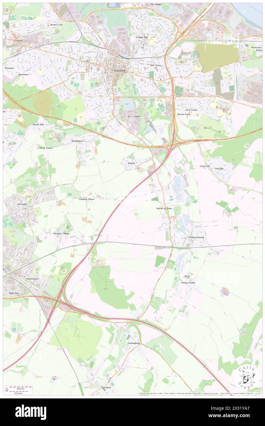 Sutton-at-Hone and Hawley, Kent, GB, United Kingdom, England, N 51 24' 47'', N 0 13' 23'', map, Cartascapes Map published in 2024. Explore Cartascapes, a map revealing Earth's diverse landscapes, cultures, and ecosystems. Journey through time and space, discovering the interconnectedness of our planet's past, present, and future. Stock Photo