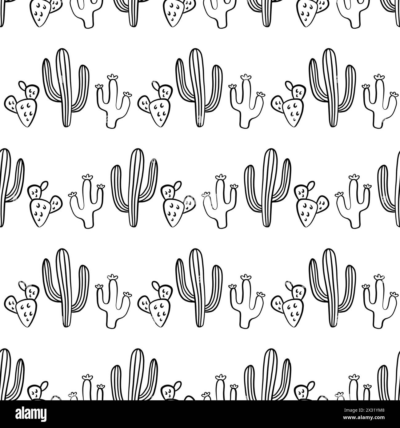 Seamless desert background cactus Black and White Stock Photos & Images ...